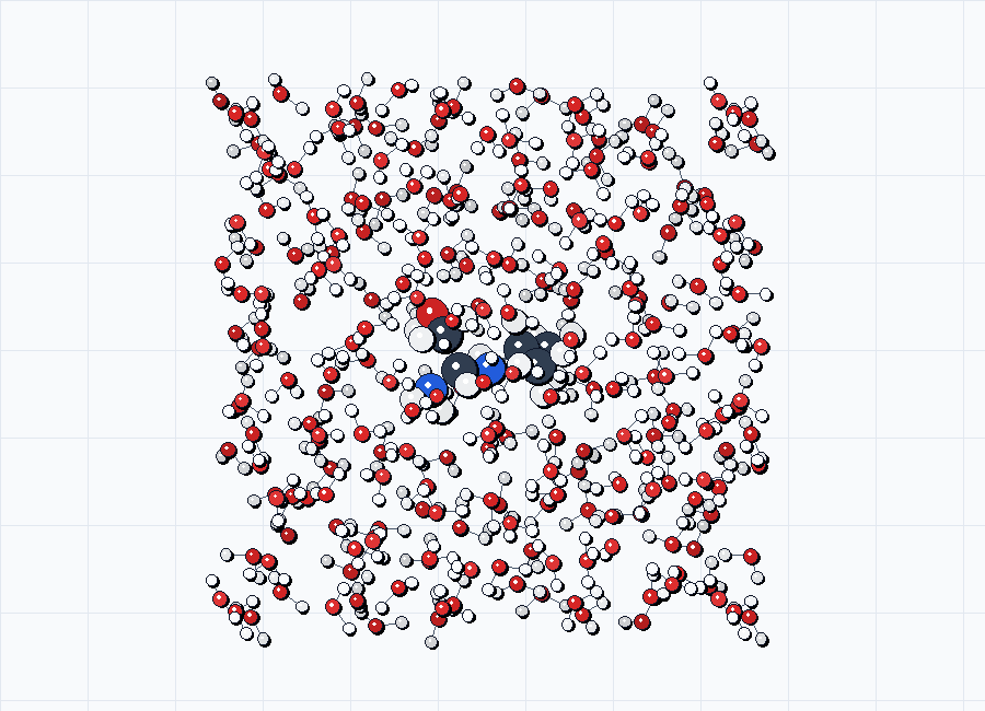 Explicit water cube cluster generated from example 1 solute